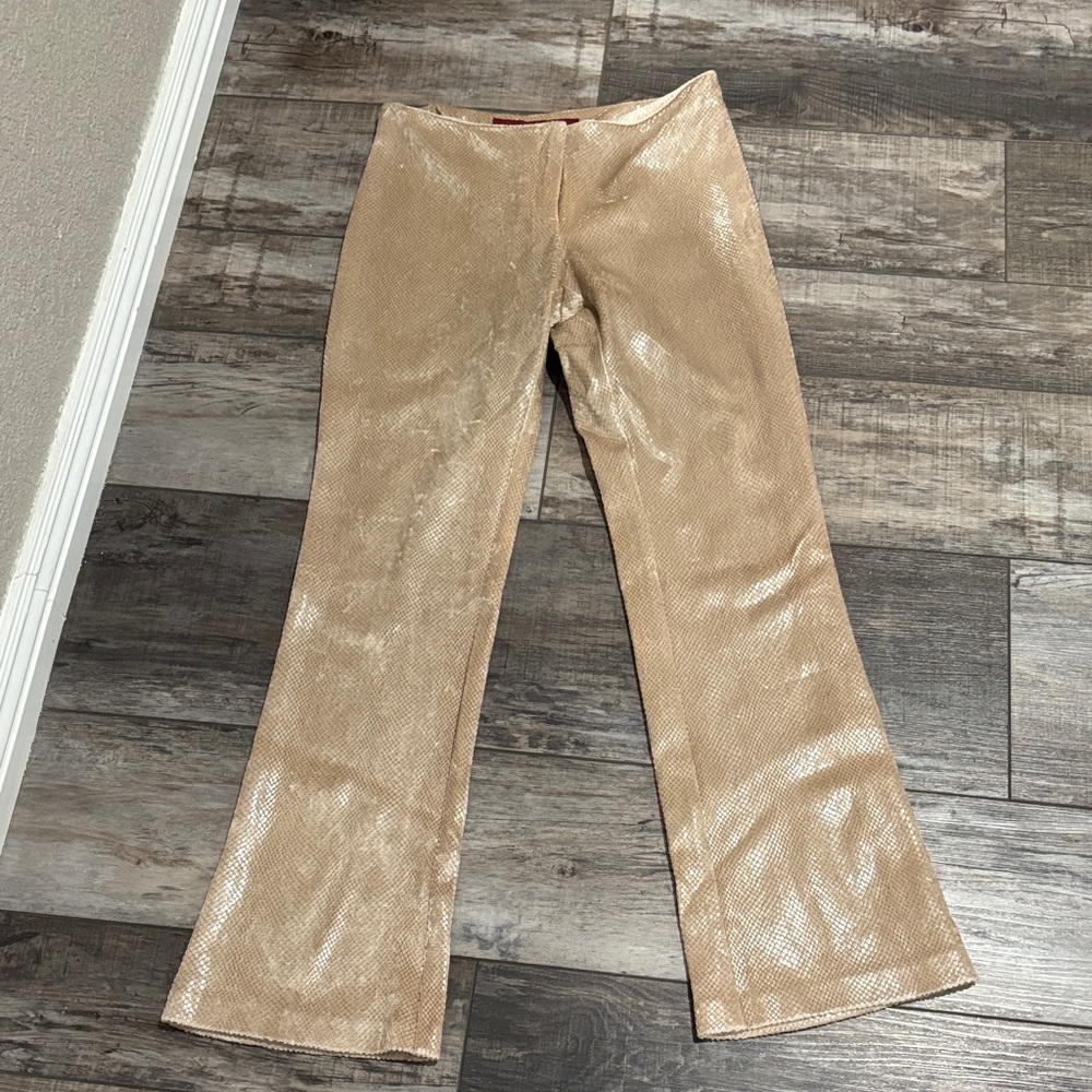 Shimmering Tan Flare Jeans Designer Snake